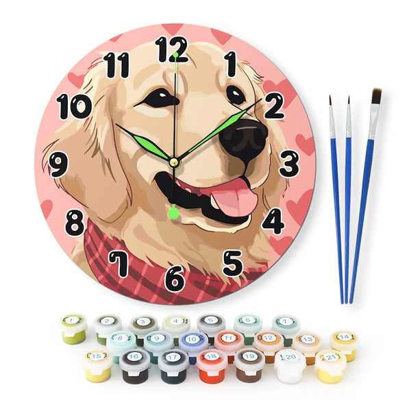 Dog 10-inch silent wall clock paint-by-numbers kit — Creative Vibes Dubai UAE – Creative Vibes Dubai