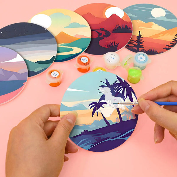 Sunset views coasters paint by numbers set – Creative Vibes Dubai