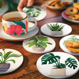 Potted plants coasters with mugs view