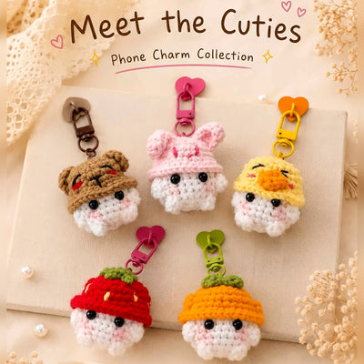 Meet the Cuties – five handmade crochet phone charms