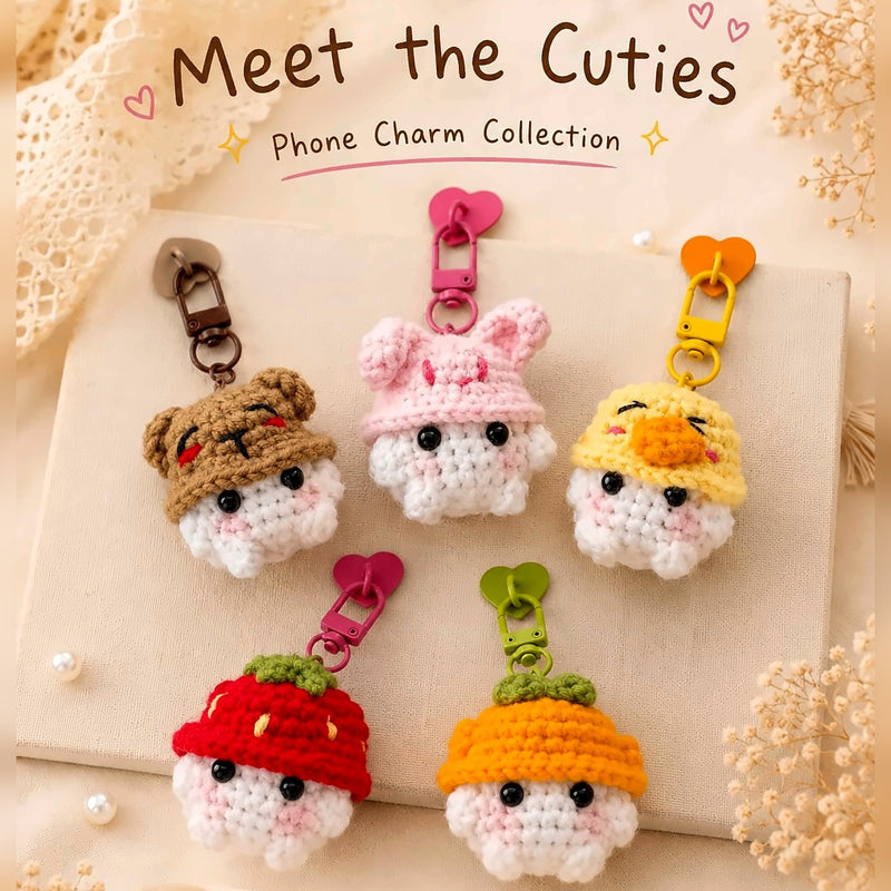 Meet the Cuties – five handmade crochet phone charms