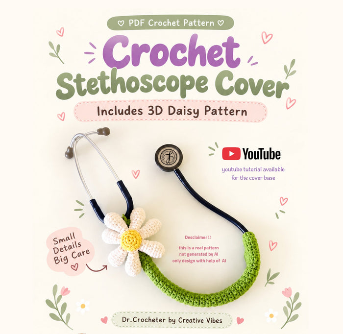 3D Daisy Crochet Stethoscope Cover English Pattern (PDF) – Creative Vibes Dubai
