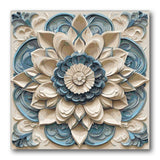 Mandala Teal Beige Petal Relief paint by numbers kit – finished artwork