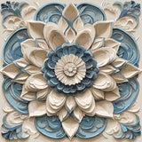 Mandala Teal Beige Petal Relief painting view