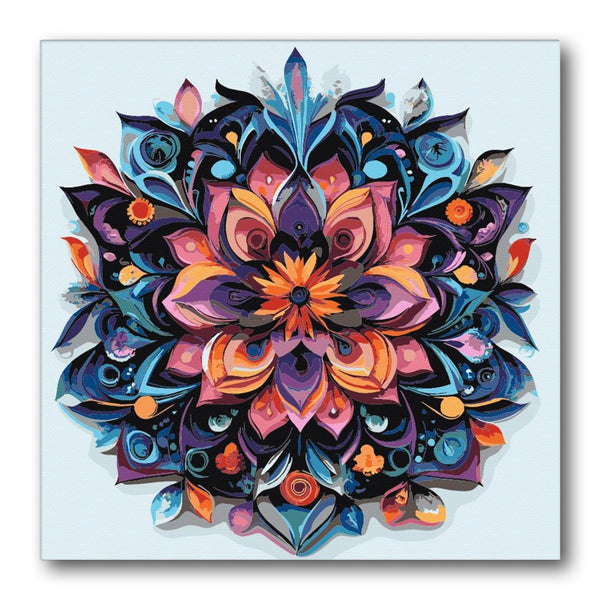 Mandala Peacock Feather Bloom paint by numbers kit – finished artwork – Creative Vibes Dubai