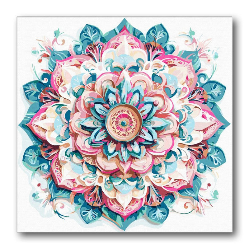 Mandala Pastel Blossom Wheel paint by numbers kit – finished artwork