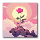 Single Rose With Sun paint by numbers kit - finished artwork