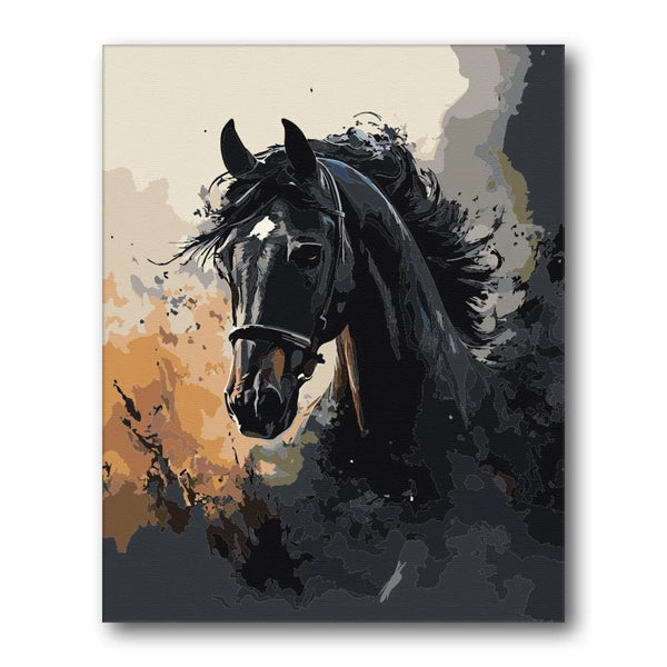 Black War Horse paint by numbers kit — Creative Vibes Dubai UAE – Creative Vibes Dubai