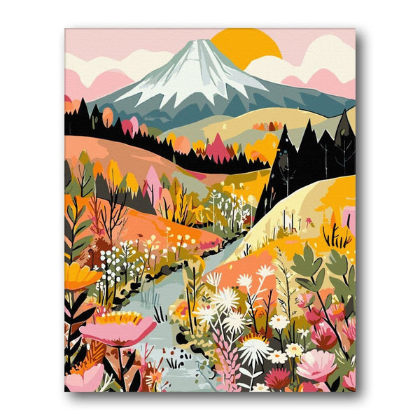 Peak And Meadow Flowers paint by numbers kit - finished artwork – Creative Vibes Dubai