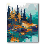 Forest Pond And Pines paint by numbers kit - finished artwork