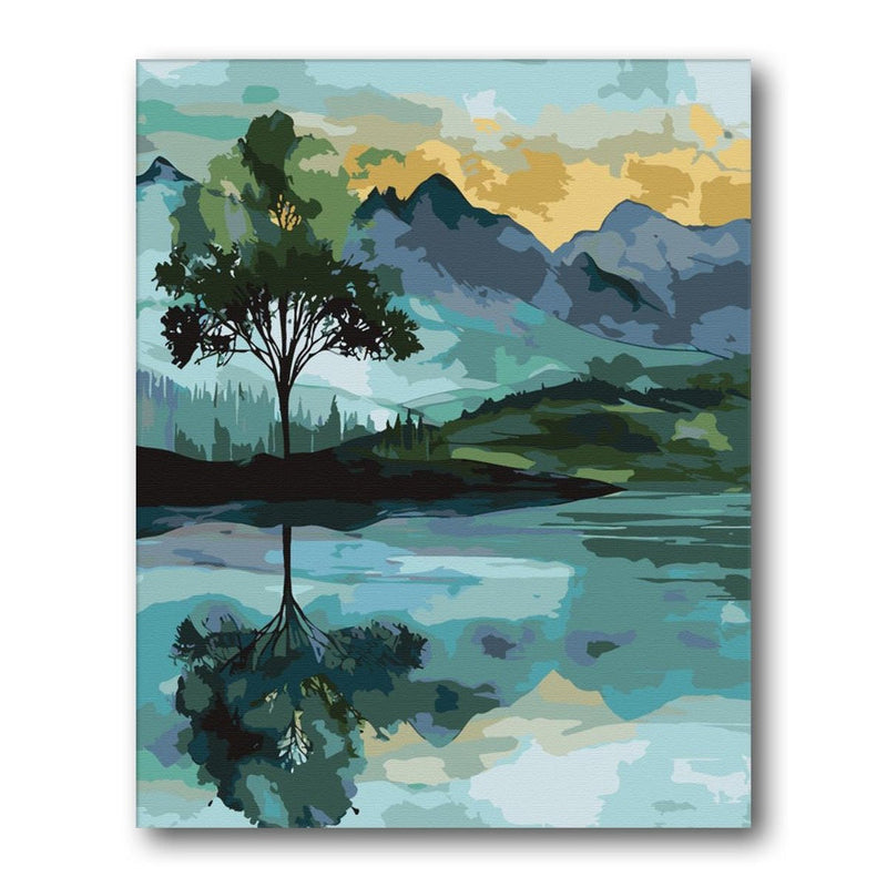 Misty Valley Lake paint by numbers kit - finished artwork