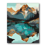 Turquoise Alpine Lake paint by numbers kit - finished artwork
