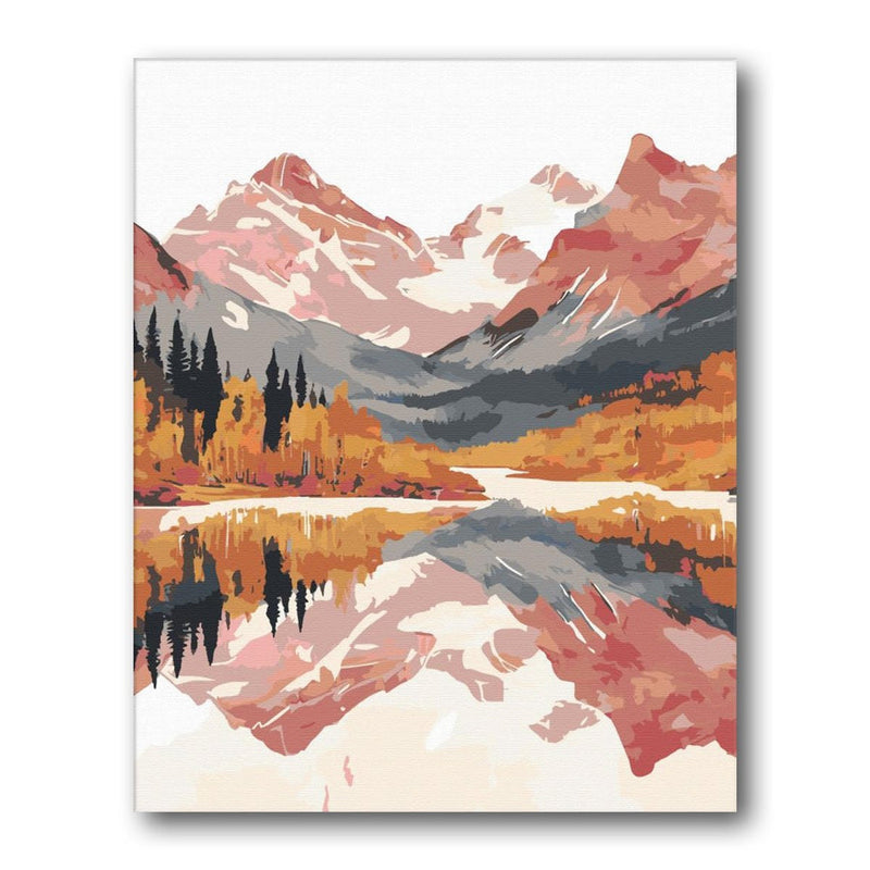 Rose Peaks And Lake paint by numbers kit - finished artwork