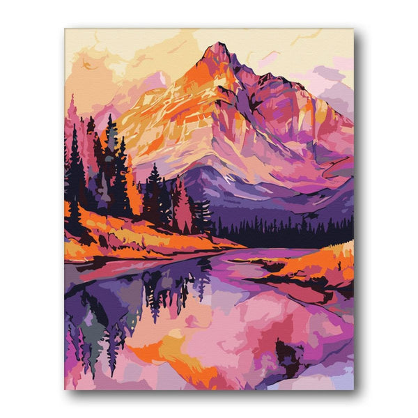 Alpenglow Mountain Mirror paint by numbers kit - finished artwork – Creative Vibes Dubai
