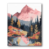 Pink Peak Lake Reflection paint by numbers kit - finished artwork