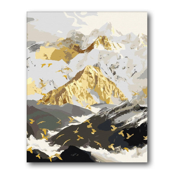 Gold Black Alpine Peaks paint by numbers artwork – Creative Vibes Dubai