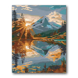 Pine Forest Lake Mirror paint by numbers kit - finished artwork