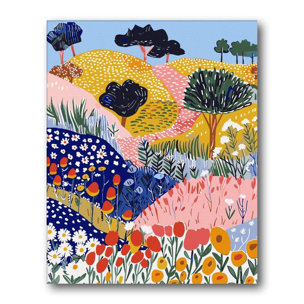 Patchwork Flower Fields paint by numbers artwork – Creative Vibes Dubai