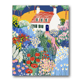 Cottage With Flower Yard paint by numbers kit - finished artwork