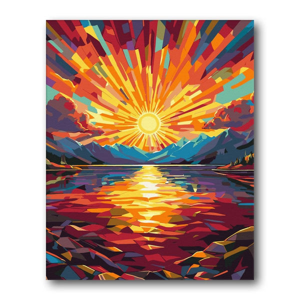 Sunset Ocean Reflection paint by numbers kit - finished artwork – Creative Vibes Dubai