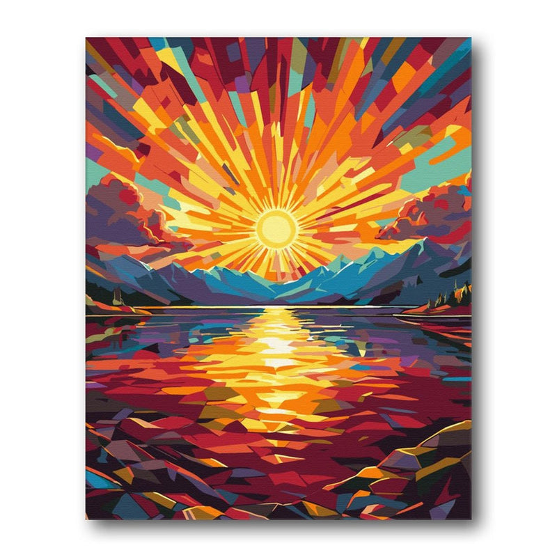 Sunset Ocean Reflection paint by numbers kit - finished artwork