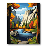 Autumn canyon paint by numbers finished artwork with river and pines