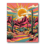 Desert Cactus Sunrise paint by numbers artwork