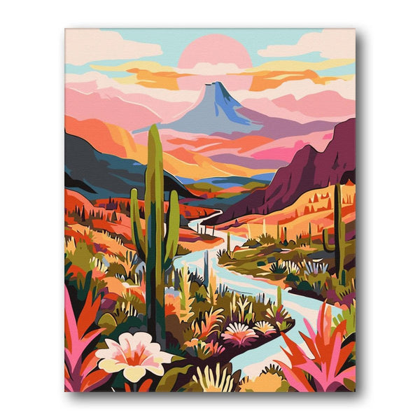 River Through Canyon paint by numbers kit - finished artwork – Creative Vibes Dubai