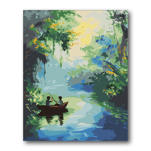 Sunbeams In Forest Paint by Numbers Kit artwork – Creative Vibes Dubai