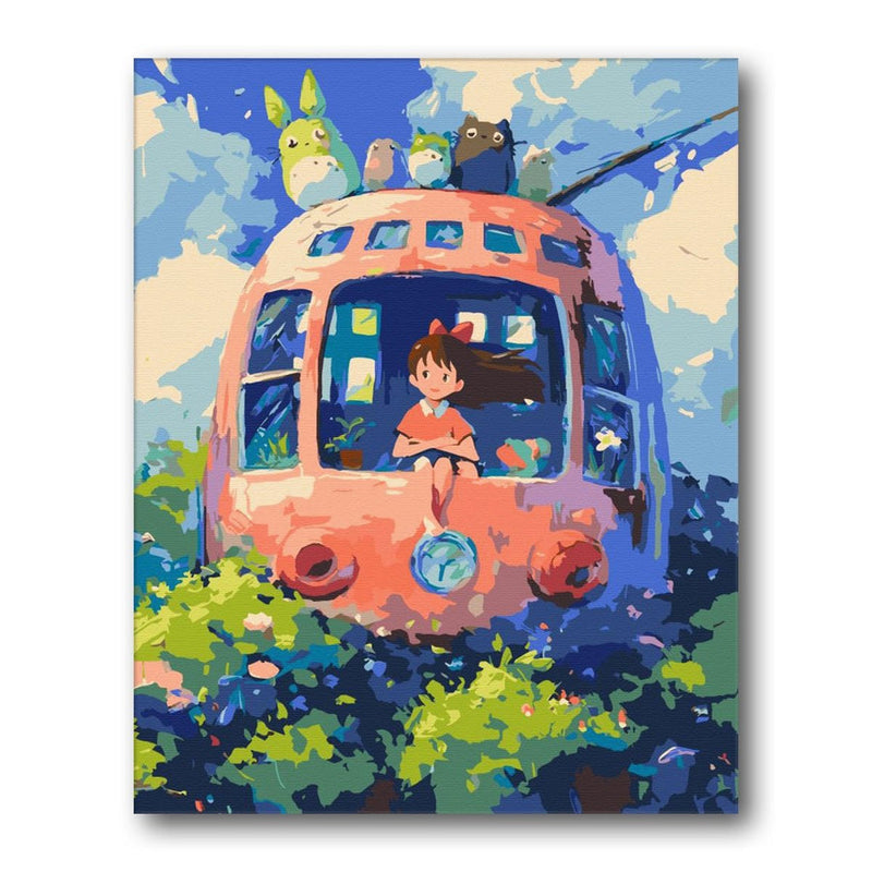 Whimsical Sky Bus Paint by Numbers Kit artwork
