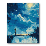 Blue Sky Cloudscape Paint by Numbers Kit finished artwork