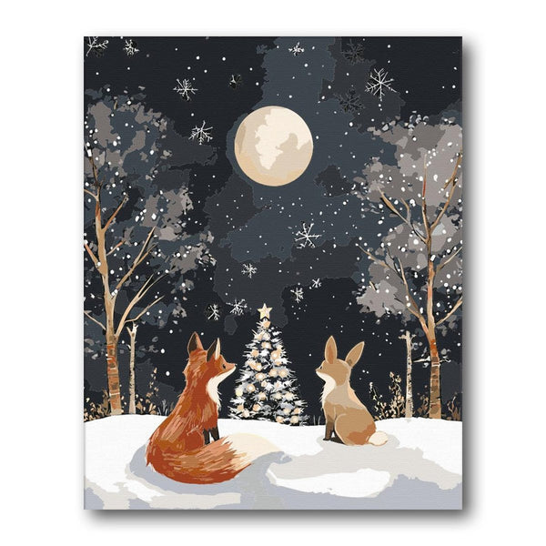 Foxes Under Winter Moon paint by numbers kit – Creative Vibes Dubai