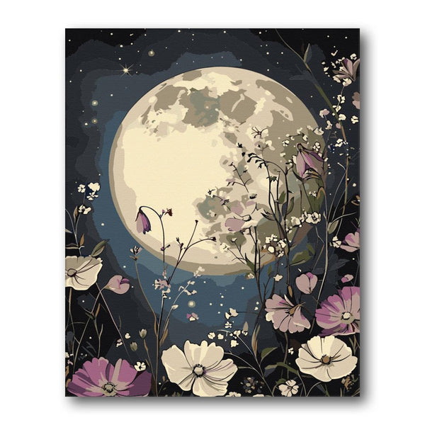 Full Moon Floral Frame Paint by Numbers Kit artwork – Creative Vibes Dubai