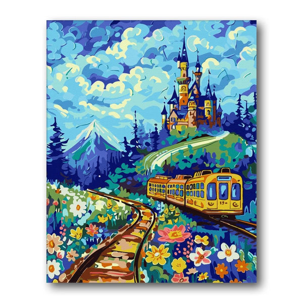 Rail To Hilltop Castle Paint by Numbers Kit artwork – Creative Vibes Dubai