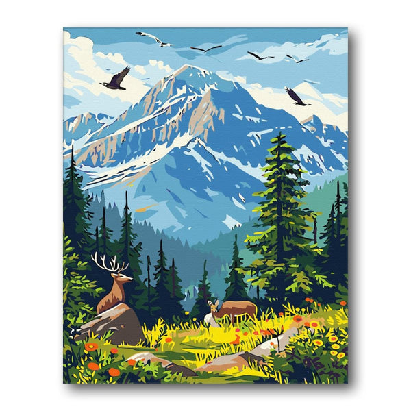 Snow Peak River Valley paint by numbers kit - finished artwork – Creative Vibes Dubai