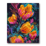 Neon Tulip Bouquet paint by numbers kit – finished artwork