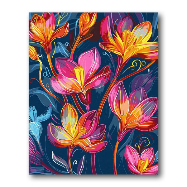 Vivid Tulips Close Up paint by numbers kit – finished artwork – Creative Vibes Dubai
