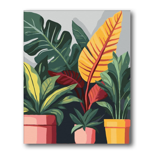 Potted Plants On Shelf paint by numbers kit – finished artwork – Creative Vibes Dubai