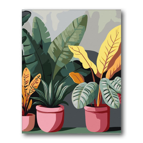 Modern Potted Foliage paint by numbers kit – finished artwork – Creative Vibes Dubai