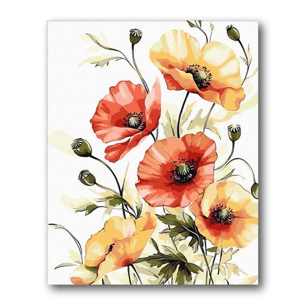 Orange Poppy Bouquet paint by numbers kit – finished artwork – Creative Vibes Dubai