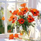 Window Orange Flowers painting view