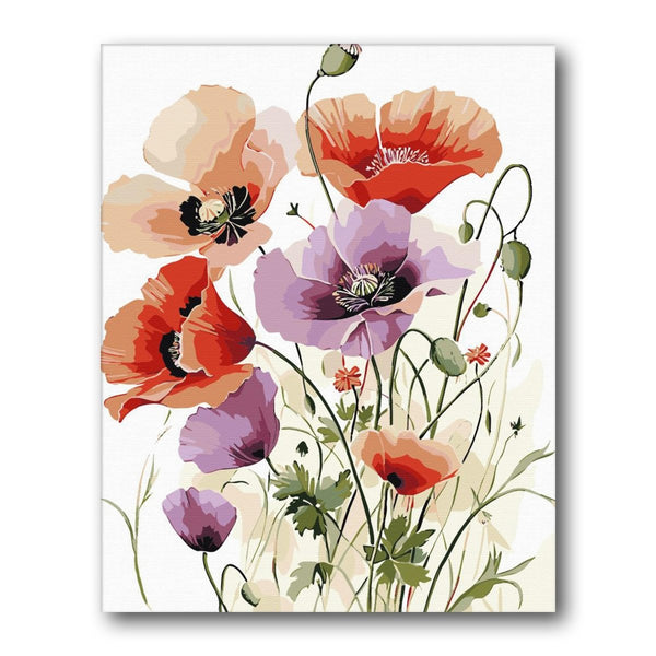 Poppy Bouquet In Vase paint by numbers kit – finished artwork – Creative Vibes Dubai