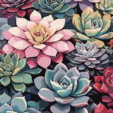 Pink Floral Tile Pattern Paint By Numbers Kit painting view
