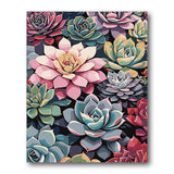 Pink Floral Tile Pattern paint by numbers kit – finished artwork