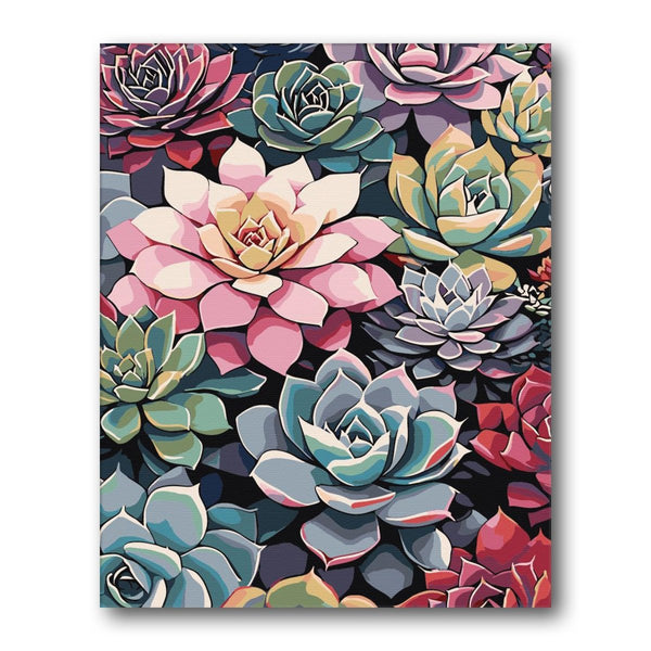 Pink Floral Tile Pattern paint by numbers kit – finished artwork – Creative Vibes Dubai