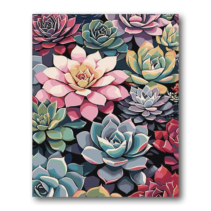 Pink Floral Tile Pattern paint by numbers kit – finished artwork