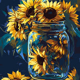 Sunflowers Blue Swirl paint by numbers kit painting view
