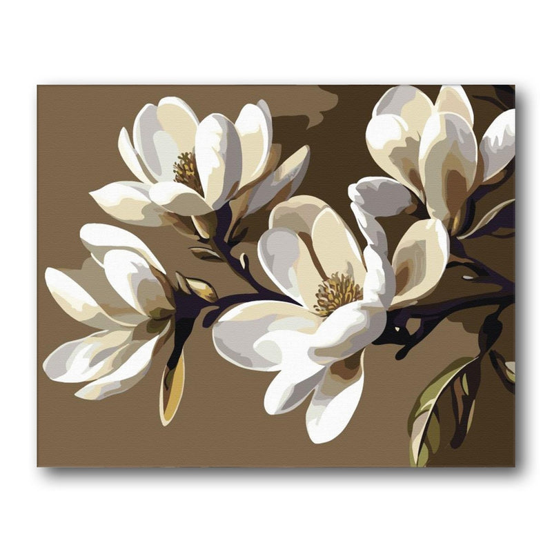 Magnolia Branch Close Up paint by numbers kit – finished artwork
