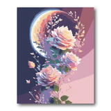 Galaxy Moon With Flowers paint by numbers kit – finished artwork