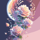 Galaxy Moon With Flowers Paint By Numbers Kit painting view